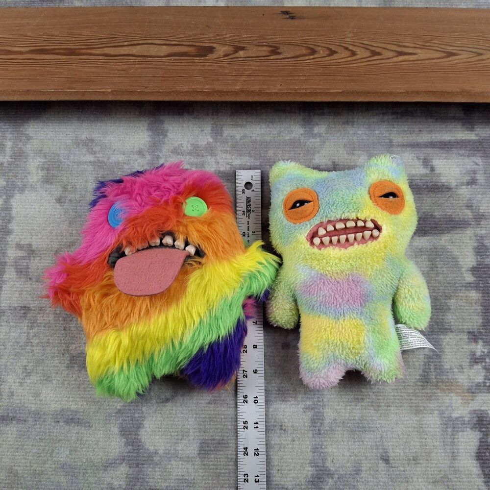 Fuggler Plush Lot 2 Oogah Boogah Rainbow Munch Munch Tie Dye Laboratory Misfit